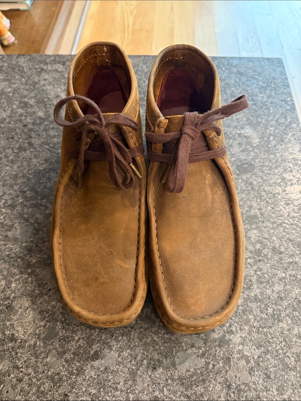 Clarks Men's Brown Suede Chukka Boots with Dark Brown Laces